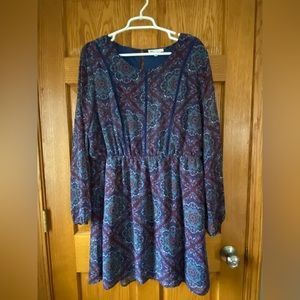 DR 2 Purple Patterned Polyester Mini Dress